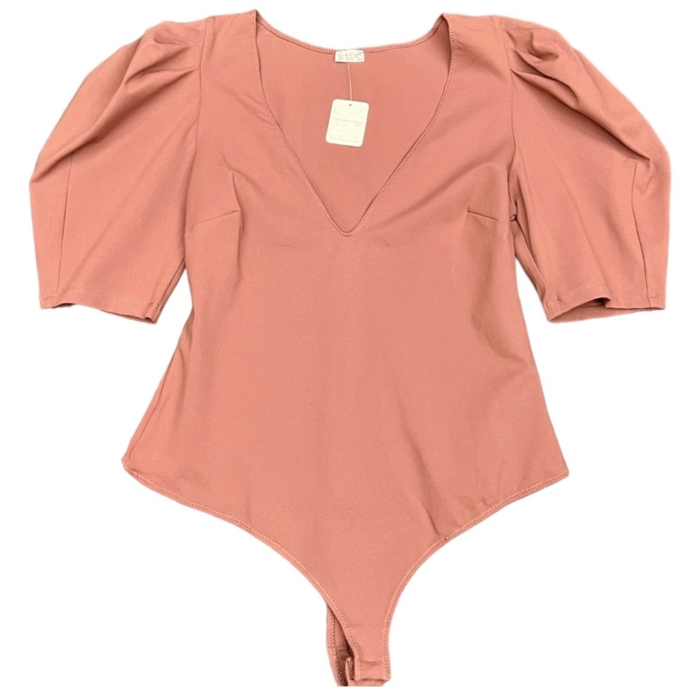 Free People Brown Puff Sleeve Bodysuit - Picture 2 of 12